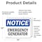 Signmission Emergency Generator, 14 in W x Rectangle, Vinyl Decal OS-2PACK-NS-D-1014-L-11855 - alternate 2